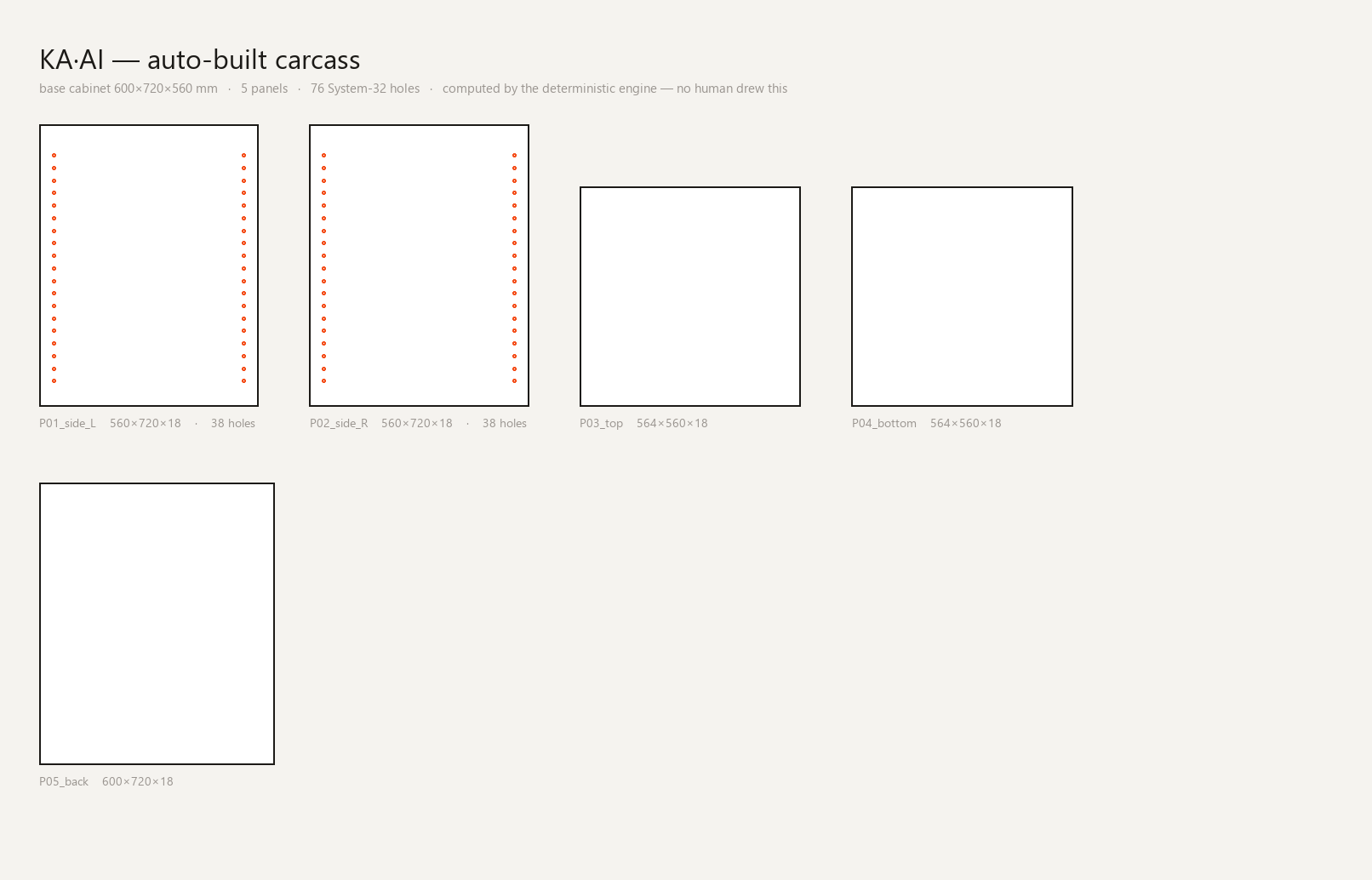 Kerf auto-generated cut-sheet